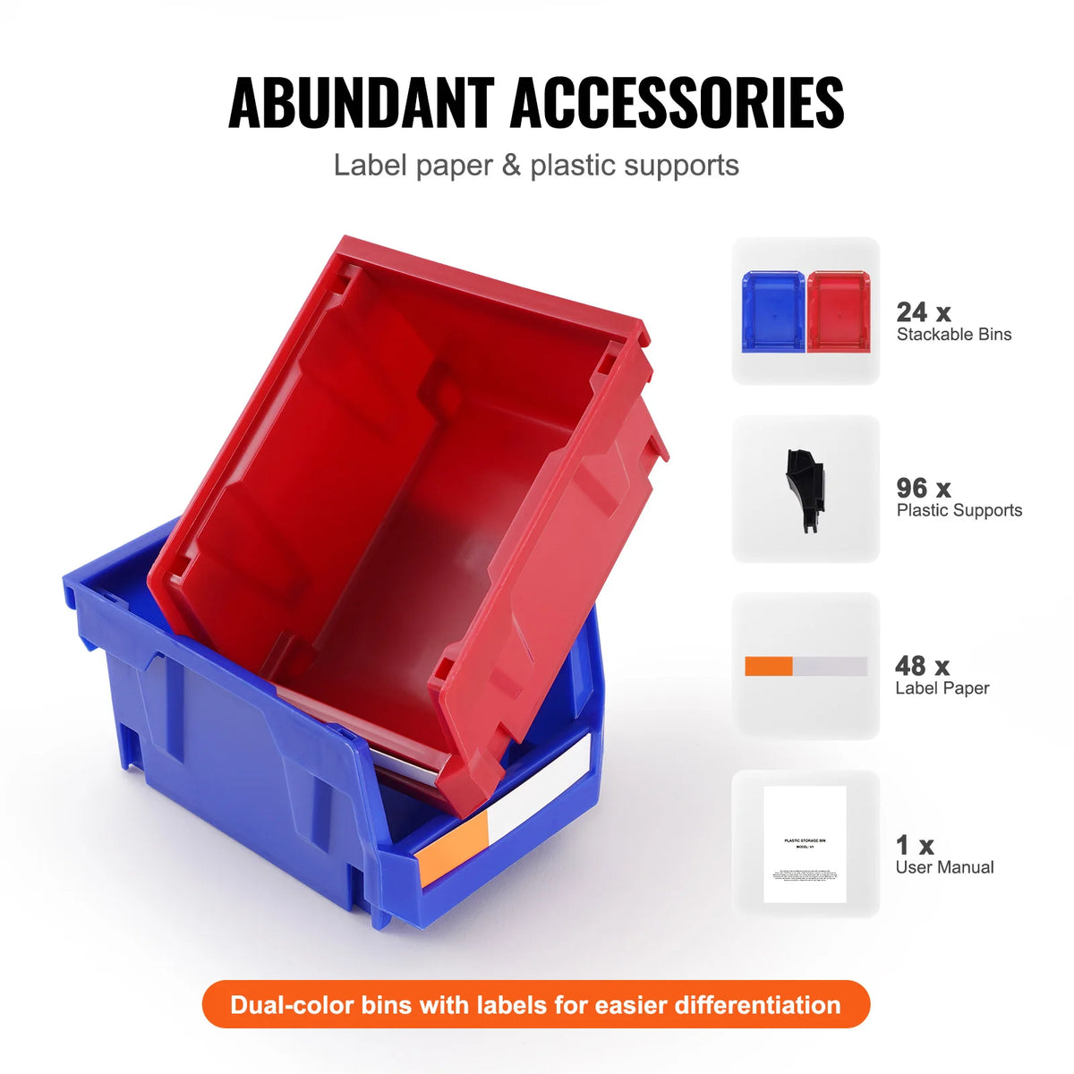 Contenedor de almacenamiento SucceBuy, contenedor organizador apilable de 24 Uds., estante escalonado independiente de 5x4x3 pulgadas para contenedor de apilamiento colgante de garaje