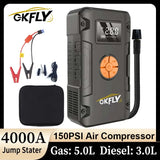 Arrancador de Coche 4 en 1 4000A con Compresor 150 PSI – Power Bank 59.2Wh e Inflador Digital 12V
