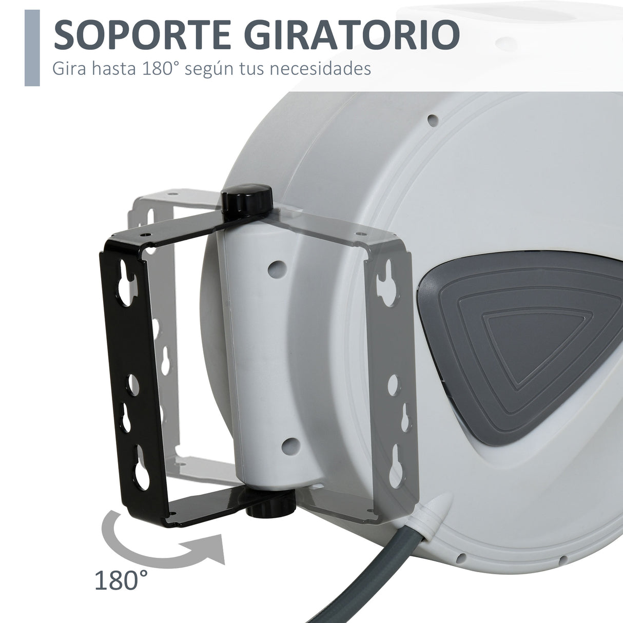 DURHAND Carrete de Manguera de Aire Comprimido Automático Conector de 1/4'' BSP con Soporte para Pared Giratorio 180° Diámetro