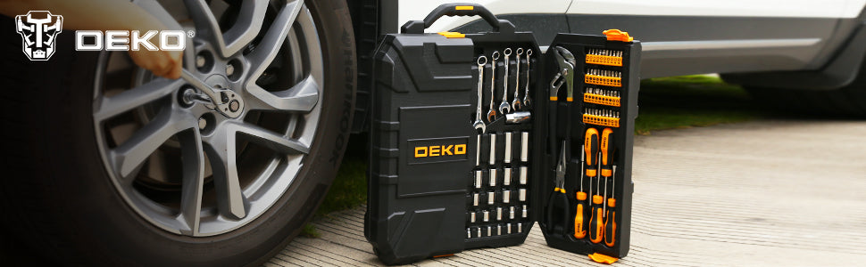 DEKO DKMT192 Juego de Herramientas Mecánicas 192 Piezas – Kit Completo de Llaves de Tubo con Estuche para Reparación de Automóviles y Bricolaje