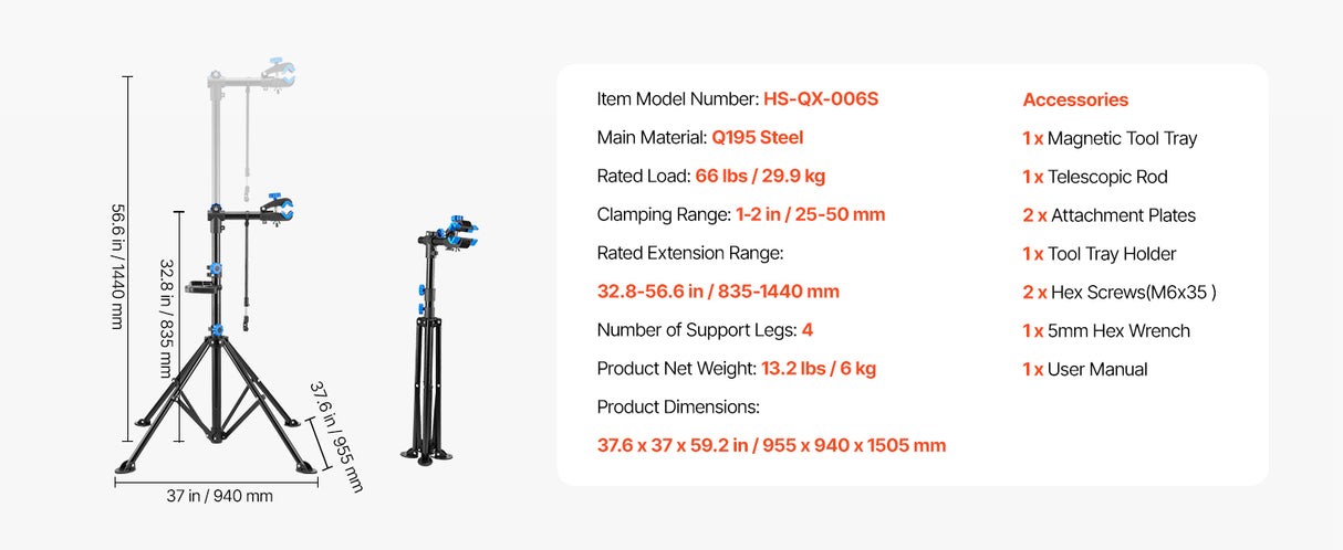 Soporte de Reparación de Bicicletas SucceBuy Plegable – Caballete de Trabajo Ajustable Alta Resistencia (30-50 kg), Soporte de Mantenimiento para MTB y Bicicleta de Carretera