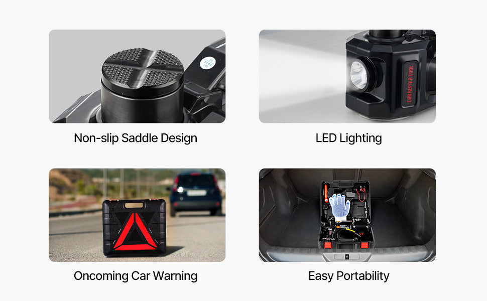 Gato de tijera eléctrico 5T 12V SucceBuy con llave de impacto, compresor de aire y luz LED, kit completo para coche SUV y camión