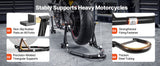 Soporte de Elevación para Motocicleta SucceBuy 850 lb – Caballete Delantero y Trasero Alta Resistencia, Soporte de Horquilla y Rueda Trasera para Mantenimiento